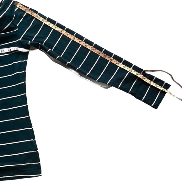 Lole Megan cowl neck top navy blue and white chalk striped organic cotton Size S - Picture 14 of 17